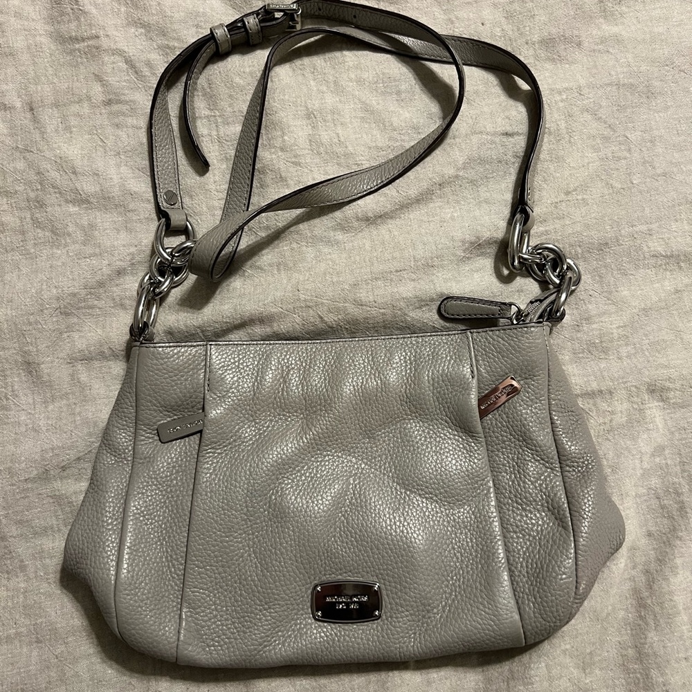 Michael Kors Gray Leather Crossbody Bag